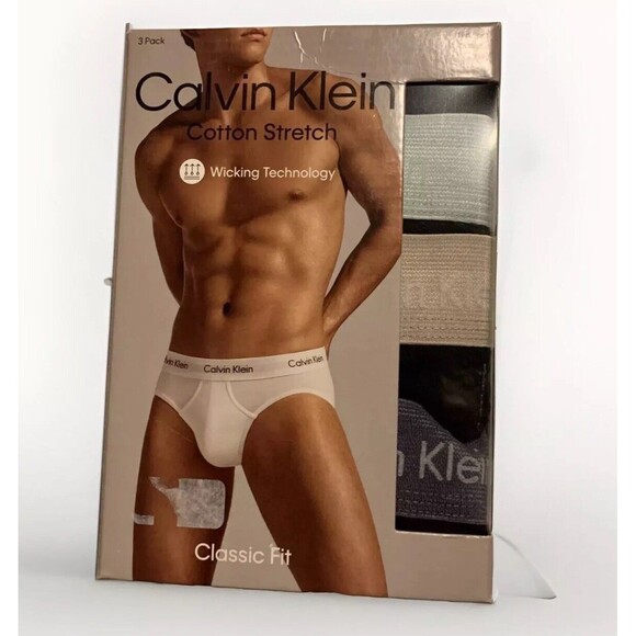 Mens Calvin Klein 3-Pack Cotton Stretch Hip Briefs XXL (44-46) Multi Classic Fit - Picture 1 of 4